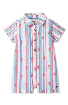 Hatley Kids Preppy Lobster Cotton Romper in White at Nordstrom, Size 12-18M