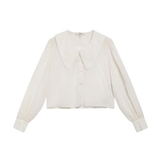 Chlo&eacute; Overhemden, Dames, Beige, S, Polyester, Cr&ecirc;pe de Chine Blouse met Pofmouwen