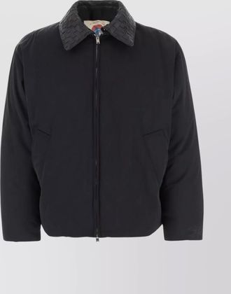 Bottega Veneta nylon jacket featuring woven leather collar