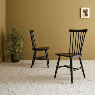Sweeek Pair Of Wooden Dining Chairs in Black