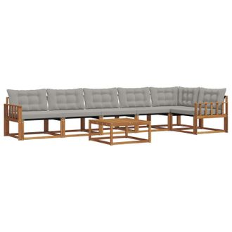 vidaXL Conjunto De Sof&aacute;s De Exterior 7 Pcs Gris Natural Y Claro Vidaxl