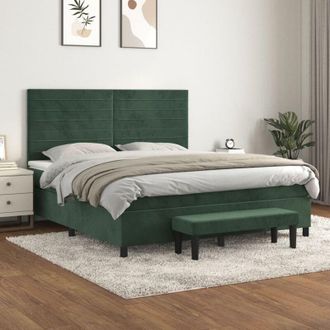 vidaXL Vidaxl - Cama Box Spring Con Colch&oacute;n Terciopelo Verde Oscuro 160x200 Cm