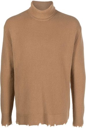 Laneus ripped wool sweatshirt - men - Wool - 48 - Brown