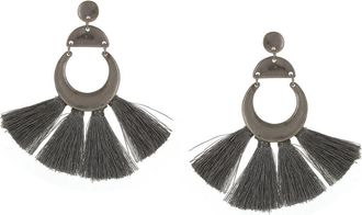 Olivia Welles Alanna Geometric Fringe Fan Drop Earrings in Worn Silver/Grey at Nordstrom Rack