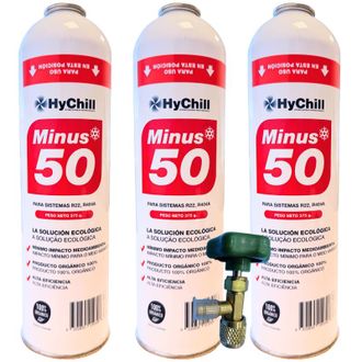 OEM Pack 3 Hychill Minus 50 375g Refrigerante Org&aacute;nico Sustituto R22 R404 R407c R502 Alta Eficiencia Para Fr&iacute;o Industrial