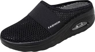 Generic Womens Air Cushion Slip-On Hiking Shoes Diabetic-Friendly Backless Trainers Washable Sliding Orthopedic Sliding Shoes Slip-On Walking Breathable Mesh 
