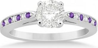 Allurez Amethyst & Diamond Engagement Ring 14k White Gold 0.26ct