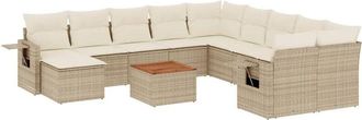 vidaXL Set De Sof&aacute;s De Jard&iacute;n Y Cojines 12 Pzas Rat&aacute;n Sint&eacute;tico Beige Vidaxl