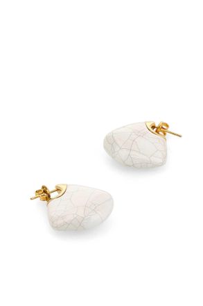 Bottega Veneta Womens Ceramic And Silver Small Finn Earrings Chalk Orecchini