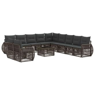 vidaXL Set Divano Da Giardino 12 Pz Grigio E Grigio Scuro Polyrattan Vidaxl