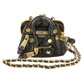 Moschino Mini Bags, female, Black, Size: ONE SIZE Leather Mini Shoulder Bag
