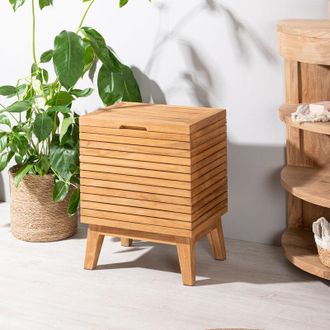 Wanda Collection Cesto para ropa de teca de cuarto de baño