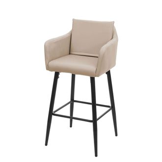 Hhg Hhg - Taburete De Bar 748, Taburete De Bar Taburete De Mostrador, Reposapi&eacute;s De Metal, Imitaci&oacute;n De Cuero Topo-beige