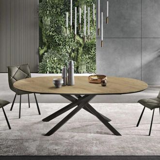 Capodarte Capodarte - Tavolo ovale fisso con piano in Rovere Crudo 210 cm ron
