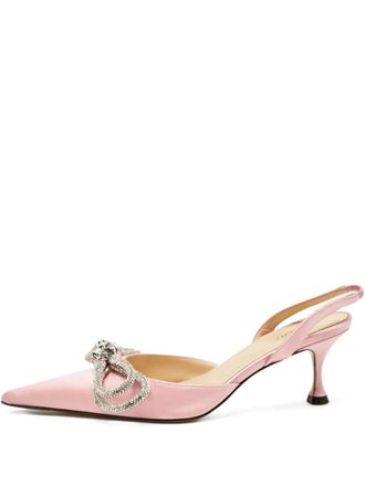 Mach & Mach pre-owned 105mm double-bow pumps - women - Leather/Satin/Leather - 36 - Pink