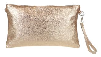 Girly HandBags Womens Italian Snake Skin Metallic Leather Clutch Bag (Pale Champagne)