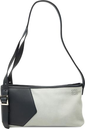 Loewe Pre-owned Womens Suede Anagram Switching Shoulder Bag - Light Grey Leather - One Size