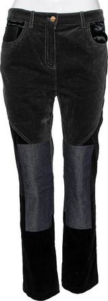 Roberto Cavalli Multicolor Denim Patch Detail Corduroy Pants