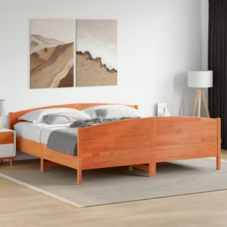 vidaXL Vidaxl - Cama Sin Colch&oacute;n Madera Maciza De Pino Marr&oacute;n Cera 180x200 Cm