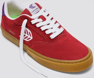 Cariuma Womens Cariuma Naioca Sneakers Red Suede Low Top Skateboard Shoes GAL1794