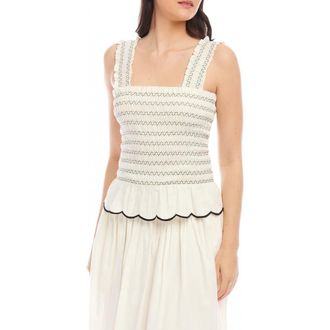 Fifteen Twenty Elliot Smocked Cotton Peplum Camisole in Cream at Nordstrom Rack, Size X-Small