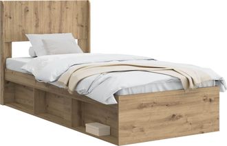 vidaXL Estructura De Cama Con Almacenamiento Y Cabecero Roble Artisan Vidaxl