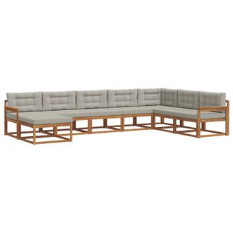 vidaXL Conjunto De Sof&aacute;s De Exterior 8 Pcs Gris Natural Y Claro Vidaxl
