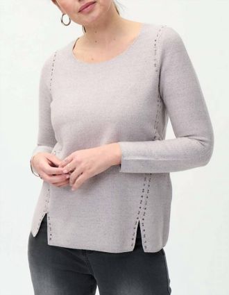 Joseph Ribkoff Crew Neck Knit Top In Stone