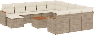 vidaXL Set Sof&aacute;s De Jard&iacute;n Con Cojines 13 Pzas Rat&aacute;n Sint&eacute;tico Beige Vidaxl
