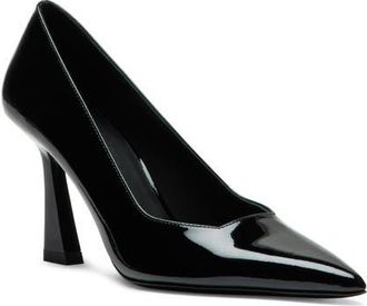 Stuart Weitzman Vinnie 85 Patent Leather Pointed Toe Pump in Black at Nordstrom, Size 6.5