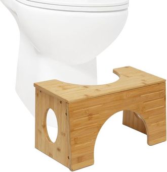 Relaxdays Relaxdays Toilet Footstool, Bowel Movement Support for Adults, Bamboo, Tiltable for 2 Heights, 19.5/25 cm, Natural
