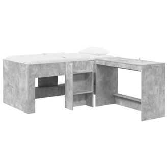 vidaXL Cama Alta Para Ni&ntilde;os Con Escritorio 2 Uds. Gris Hormig&oacute;n Vidaxl