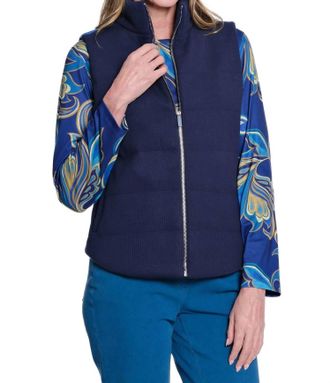 Multiples Quilted Vest In Midnight