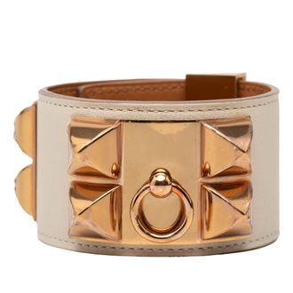 Herm&egrave;s Pre-owned Womens Swift And Gold Plated Collier De Chien Bracelet - Ivory - One Size