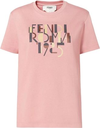 Fendi Roma 1925 T-Shirt - Dames - T-shirts - Roze - XS - Katoen - Tops