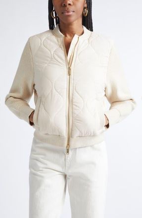 Ramy Brook Miranda Mixed Media Quilted Jacket in Bone at Nordstrom, Size Xx-Small