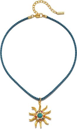 Sequin Sol Cord Pendant Necklace in Turquoise/Gold at Nordstrom