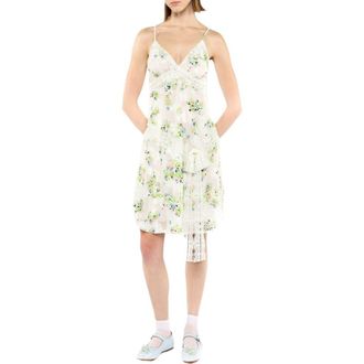 Anna Sui Rosies Posies Chiffon Slip Dress in Baby Blue Multi at Nordstrom, Size 4