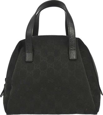 Gucci Zip Around Bowling Gg Canvas Black Canvas Handbag (Pre-Owned)