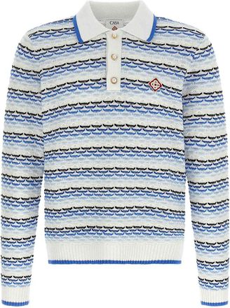 Casablanca Tuck Stitch Long Sleeve Polo Shirt