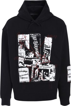 Les Benjamins graphic-print hoodie - men - Cotton - S - Black