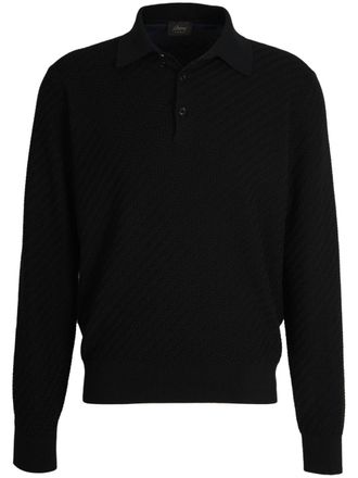 Brioni Trama polo shirt - men - Cotton/Mother of Pearl/Silk/Cashmere - 52 - Black
