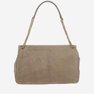 Saint Laurent Womens Calypso Large Suede Bag Beige Calfskin Shoulder