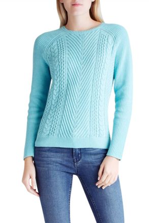Kensie Yarn Long Sleeve Sweater In Aqua