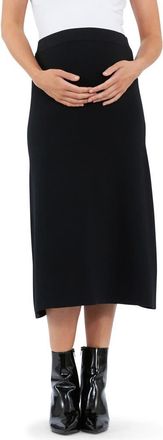 Ripe Knit Midi A-Line Maternity Skirt in Black at Nordstrom, Size X-Large