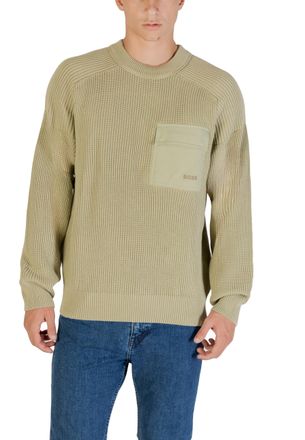 HUGO BOSS Mens Knit Pullover Chestpocket - Sage Green Cotton - Size X-Large