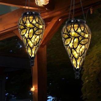 Globo Lighting Lampada solare per esterni, decorazione da giardino, lampada a sospensione da balcone, anticata, IP44, resistente alle intemperie, metallo nero