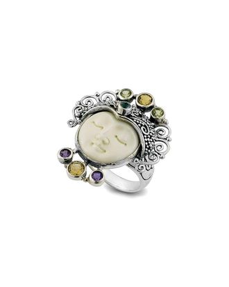 Samuel B. Silver Bovie Bone, Amethyst, Citrine, Peridot, Blue Topaz Ring