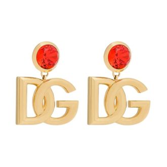 Dolce & Gabbana Earrings, female, Red, Size: ONE SIZE Clip earrings with logo