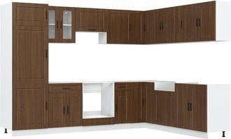 vidaXL Mueble Cocina Porto Roble Marr&oacute;n 14 Pzas Madera Contrachapada Vidaxl